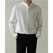 嶸虎立領(lǐng)短袖襯衫男春夏季冰絲薄款垂感新中式輕熟風(fēng)修身免燙五分襯衣 長(cháng)白色 4XL