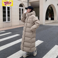 初徑韓都衣舍長款羽絨服女過膝加厚高端冬季極寒超厚2025新款外套 卡其色 XS 105斤以下