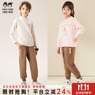 瑁恩·瑁愛瑁恩瑁愛男童女童加絨加厚衛(wèi)褲保暖褲兒童冬雙層運動褲一體絨長褲 字母相約(杏咖） 130 建議身高120cm左右
