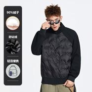 艾萊依（ERAL）秋冬季連帽90鴨絨服衛衣T恤男寬松韓版保暖男女潮流帥氣外衣 黑色立領(lǐng)5731 XL