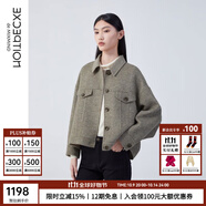 例外（EXCEPTION）新中式女裝秋冬款綿羊毛保暖寬松蝙蝠袖版型毛呢外套夾克 軍綠 M