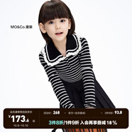little MO&Co.含羊毛 童裝冬季女童娃娃領(lǐng)打底衫毛衣兒童針織衫女孩 黑白條色 130 130/60