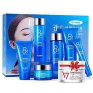 韓嬋【水嫩不油】八杯水保濕補水透潤六件套護膚品滋養水潤透亮美肌膚  八杯水六件套禮盒+素顏霜