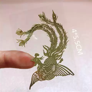 中掌柜手機貼紙招財金屬貼手機通用自粘貼紙殼后蓋裝飾龍虎鳳彩膜DIY貼 鳳凰來(lái)儀177