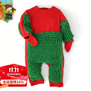 G.duck小黃鴨嬰兒爬行服寶寶拖地爬爬服兒童連體衣服春秋裝懶人擦地薄款 圣誕包手露腳  薄 春秋 100cm 23斤-26斤