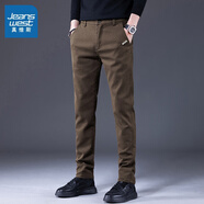 真維斯休閑褲男秋冬新款修身直筒褲潮牌商務彈力百搭加絨加厚長褲子男 3381咖啡色 28 （建議90-105斤）