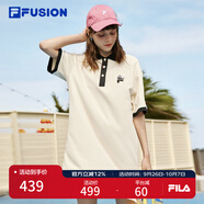 FILA FUSION斐樂潮牌女子連衣裙夏時尚寬松簡約POLO領連身裙 乳糖色-BG XL （175/92A/XL）