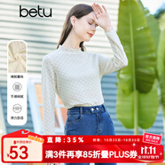 百圖betu女裝春季新款T恤泫雅風(fēng)蕾絲長袖時尚疊穿T恤女2301T15 米白 M