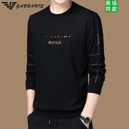 FALAMONE阿瑪尼男士純棉衛衣春秋季新款刺繡加絨圓領(lǐng)長(cháng)袖t恤打底衫潮 A31黃色春秋 薄款 M 165建議95-115斤