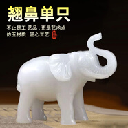 招財(cái)大象擺件一對(duì)風(fēng)水吸水象裝飾客廳玄關(guān)吉祥平安辦公室開業(yè)禮品 白玉色【單只】|翹鼻大象 小號(hào)（長寬高11*6*9cm）