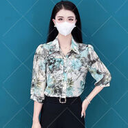 WCTTK明星同款上衣女時(shí)尚五分袖襯衫裝2024年夏季新款減齡搭顯瘦洋氣質(zhì) 2169#藍色 M【建議斤內】