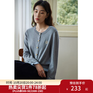 獨束大碼女裝學院風撞色假兩件針織衫女春裝新款經(jīng)典圓領(lǐng)學院風 城堡灰 L (尺碼：2)