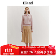 ELAND衣戀小奶羔毛衣女POLO領短款絞花含綿羊毛2025早秋新款 粉色(25)Pink S 160