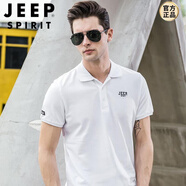 JEEP SPIRIT短袖T恤男翻領(lǐng)休閑美式商務(wù)半袖棉質(zhì)polo.衫男裝夏季2025新款 白色 1037# L