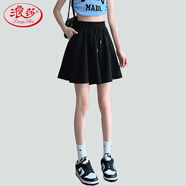 浪莎短褲女夏季薄款高腰a字寬松顯瘦運(yùn)動(dòng)五分褲芭蕾百褶蓬蓬裙褲