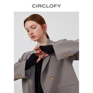 CIRCLOFY瑟夕廓形簡約西裝小外套女裝2025春季新款設(shè)計感氣質(zhì)女士休閑西服 灰咖色 L 120-130斤