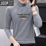 JEEP SPIRIT吉普純棉高領(lǐng)打底衫男士春秋新款莫代爾長(zhǎng)袖t恤修身內(nèi)衣秋衣上衣 【高領(lǐng)】深花灰 L