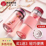 希諾高顏值女士單層玻璃杯精致學(xué)生辦公帶濾網(wǎng)泡茶杯送女神節禮物水杯 帶濾網(wǎng)長(cháng)款-9067紅色- 360ml 1只