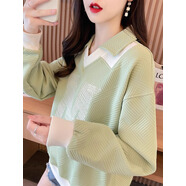 皮爾卡丹（pierre cardin）輕奢衛(wèi)衣女春秋款2023新款新款春秋季小個子寬松薄款上衣外套 綠色 XL 適合136-165斤
