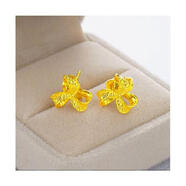 黃金色耳釘耳針四葉草耳釘18k金耳針耳環(huán)送女朋友 三葉花耳釘一對