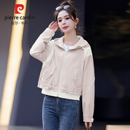 皮爾卡丹（pierre cardin）春秋季短外套女裝2024新款韓版寬松小個(gè)子短款風(fēng)衣女士夾克衫上衣 粉色 L （110-120斤）