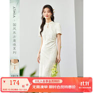 梵希蔓新中式國風(fēng)提花連衣裙女2025年春夏季水滴立領(lǐng)氣質(zhì)旗袍裙子 M7352 杏色 L