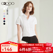G2000 時尚女裝短袖襯衫女商務(wù)OL簡約純色襯衣 白色/00 XS