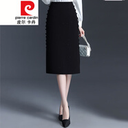 皮爾卡丹（pierre cardin）裙子女春季2024半身裙高腰中長款開叉直筒包臀裙氣質(zhì)星空半裙針織 黑色 M 90-100斤