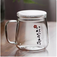 歐斯若（OUSSIRRO）加厚玻璃量杯帶刻度玻璃杯 家用量杯防炸裂耐高溫水杯子 商隱【櫻花400】+蓋