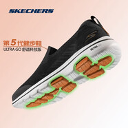 斯凱奇（Skechers）男鞋夏季新款GOWALK運(yùn)動(dòng)健步鞋一腳蹬軟底緩震防滑透氣網(wǎng)面休閑鞋 BLK黑色 39.5 (250mm)