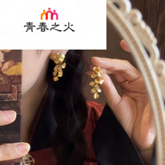 青春之火鎏金花朵耳環(huán)復(fù)古流蘇柳枝傾城芳花小眾鐘楚曦金色耳釘女 底聚會(huì)小心