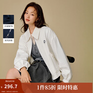 茵曼（INMAN）2025秋冬女裝新款復古休閑翻領(lǐng)拉鏈夾克外套百搭寬松短款上衣 白色 XL