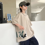 BABYBODY男童韓版T恤短袖夏裝潮牌新款中大童男裝棉質(zhì)上衣寬松痞半袖 淺灰色 140CM【建議身高125-130CM】