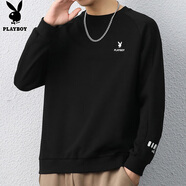 花花公子（PLAYBOY）長袖t恤男春秋2025新款圓領(lǐng)寬松潮流重磅百搭上衣休閑時尚衛(wèi)衣男 黑色 Q-HUHHW7009-h02 M