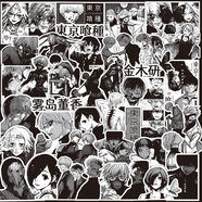 卡通黑白動(dòng)漫貼紙咒術(shù)回戰鬼滅之刃火影海賊王周邊手帳裝飾貼畫(huà) 黑白款東京喰種貼紙70枚