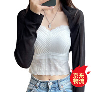 索凱特冰絲針織小披肩女空調(diào)衫外搭長袖搭配吊帶裙子開衫薄款學(xué)生防曬衣 黑色 均碼 90-135斤