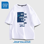 真維斯（JEANSWEST）短袖t恤男ins潮牌2025春夏季男女寬松oversize半袖衣服美式高街男 白色 穿越星河_Z_前正中 M