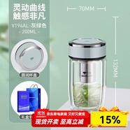 萬象（WANXIANG）雙層玻璃杯商務(wù)辦公室隔熱帶過濾網(wǎng)茶水分離杯創(chuàng)意車載泡茶水杯男 V194AL-灰綠色200ml