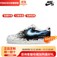 耐克（NIKE）定制球鞋英雄毒液潑墨休閑百搭低幫中幫男女同款板鞋 315122-111(毒液男款 空軍一號) 38.5 定制商品不退換