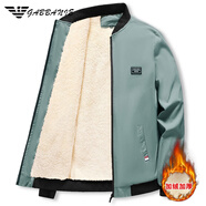 AX阿瑪尼秋冬季棉襖外套男立領(lǐng)潮流加絨加厚棉衣韓版帥氣保暖夾克 gam-915外套小方塊加絨豆綠色 加厚 M 體重85-105斤