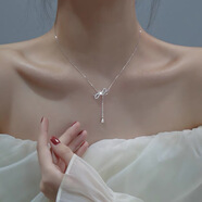 蒂瑞珂999足銀蝴蝶結(jié)項(xiàng)鏈女輕奢首飾鎖骨鏈女銀飾吊墜生日禮物送女友 足銀999項(xiàng)鏈【配證書(shū)+禮盒】 鏈長(zhǎng)：40cm+5cm可調(diào)節(jié)鏈