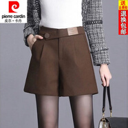 皮爾卡丹（pierre cardin）24年新款毛呢短褲女秋冬新款松緊高腰顯瘦百搭a字直筒褲呢子外穿 咖色 毛呢款 【免燙不起球】 3XL 2尺4腰 建議140-150