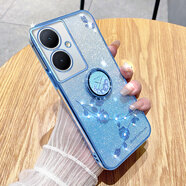 羅璐鷗OPPO A2M手機(jī)殼女款軟殼硅膠殼a2m外殼支架PJU110全包防摔保護(hù)套女士水鉆花朵漸變閃粉電鍍保護(hù)殼 【漸變遠(yuǎn)峰藍(lán)】+指環(huán)支架+全屏鋼化膜 OPPO A2m