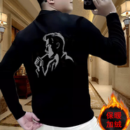 歐洲站高端輕奢ins短袖t恤男士夏季新款時(shí)尚百搭半袖圓領(lǐng)上衣男T 黑色 （加絨長(cháng)袖  秋冬款） XL 120-140斤