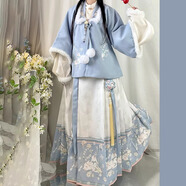 翊尚美馬面裙?jié)h服成人女小個子2025新款全套正版明制刺繡連衣裙套裝 藍色【典藏馬面裙+外衣+內(nèi)搭】 L 【適合115-130斤】