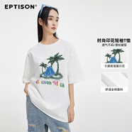 衣品天成  EPTISON個(gè)性潮流夏季新品椰子樹(shù)印花圓領(lǐng)半截袖T恤白色體恤 白色 170