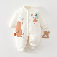 棉芹嬰兒衣服秋冬季寶寶加棉初生加厚內衣幼兒外出服新生兒衣服120g棉 小熊 66cm (建議4-6個(gè)月12-15斤)
