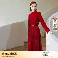 顏域復(fù)古高級(jí)感連衣裙春冬季2025新款女裝優(yōu)雅紅色氣質(zhì)小香風(fēng)裙子 紅色 XL