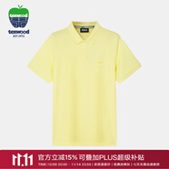 texwood蘋果純棉短袖男商務休閑襯衫T高爾夫夏裝POLO衫中青年百搭上衣T恤 淺黃 輕薄 L 【匹馬棉】175/96A