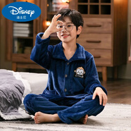 迪士尼兒童家居服套裝珊瑚絨秋冬睡衣男童女孩加厚2-10歲男孩女童寶寶法 寶藍色小猴子絨 170 L碼身高150-160cm